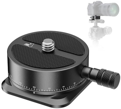 NEEWER Plateau panoramique Rapide, tête panoramique 360°, Adaptateur de Montage pour trépied d'appareil Photo avec Base de Type Arca et vis 1/4 pour DSLR,Charge maximale 11lb/5kg, QRP-6
