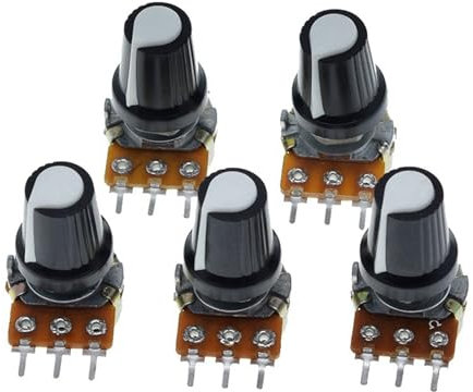 REIUAFWYGV 1Set WH148 1K 10K 20K 50K 100K 500K Ohm 15mm 3 Pin Linear Taper Rotary Potentiometer Resistor with AG2 White Cap(1M Ohm)