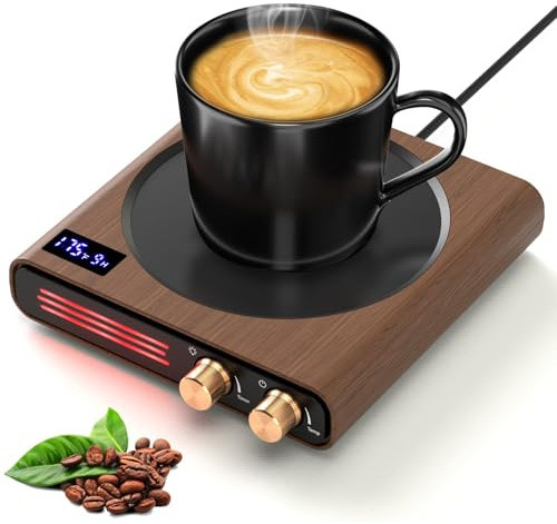 Mug Warmer, CEROBEAR 50W Coffee Cup Warmer for Desk with 9 Tempreture Settings, 1-9Hrs Auto Shut Off Smart Candle Warmer with LED Lights, Electric Beverage Warmer Plate for Coffee, Tea, Water, Milk