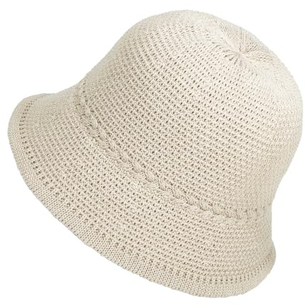 JJDreams Bucket Hut für Damen Herren,Gestrickte Hüte,Häkeln Eimer Hut Fischinghut,Frühling Floral Mützen,Kappe Strand Reise im Freien,Beige