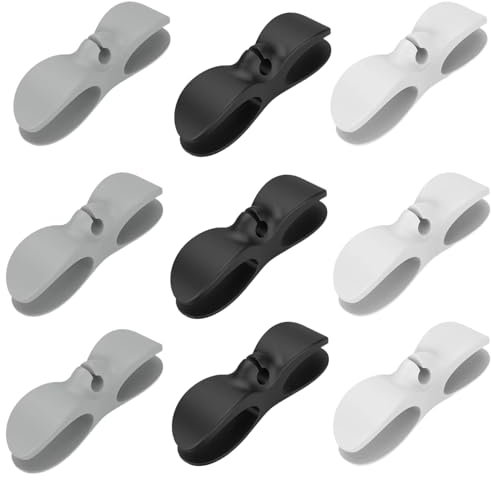 Fermacavi Adesivi,Biluer 9 PCS Fermacavi Ferma Cavi Organizer Cavi Avvolgicavo Elettrico Clip Per Cavi Raccogli Cavi (9)