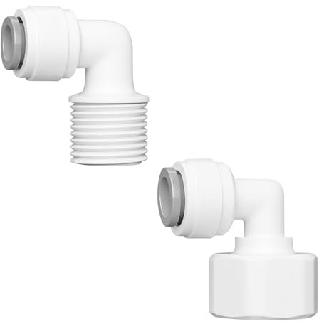 Qrity 1/2 Maschio/Femmina a 3/8 Gomito Rapido Collegamento, Raccordi di Collegamento Rapido, Connettore per Depuratore D'acqua, per Osmosi Inversa e Filtro Dell'acqua