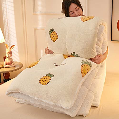 YDHTIZ Winter Steppdecke, Flauschige Kaschmir Steppdecken Für Allergiker Duvet, Verdicken Sie Lamm Kaschmir Decke Winter Weißhe Warme Bettdecke Bettwäsche,C,150x200cm(2kg)