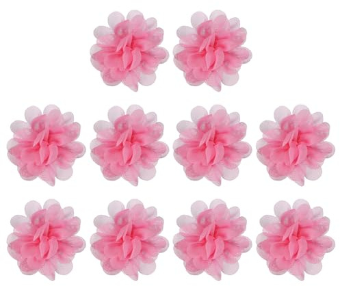 PATIKIL 10 Stück 2 Chiffon Blumen Mesh-Stoffblumen Dunkelrosa | Nähen Stoffapplikationen, Stirnband Verzierungen, Für DIY Handwerk Hochzeit Dekor