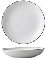 GUHPZA Ceramic Plates Dish Plate Household Ceramic Deep Plate Simple Japanese Tableware Dish Plate Soup Plate Bowl Dinner Plate Set Salad Plates，One Color-S*4