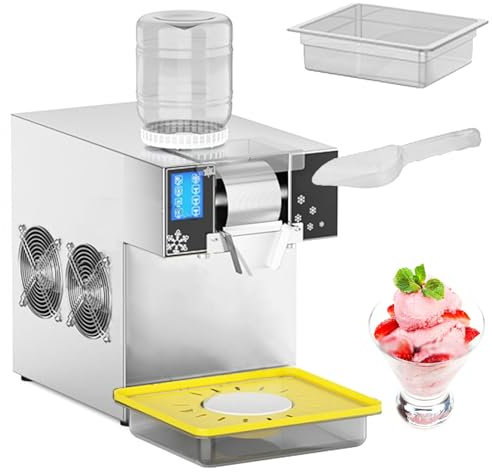 Máquina de hielo comercial en forma de copo de nieve, 120 kg/24 h, máquina de raspado de hielo de acero inoxidable con plato giratorio eléctrico, máquina para hacer conos de nieve,A