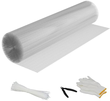 Relaxdays Malla Gallinero, 100 cm x 10 m, Rejilla para Vallas de 6,3 x 6,3 mm, Alambrada Conejera y Corral, Plateado, 100% Acero