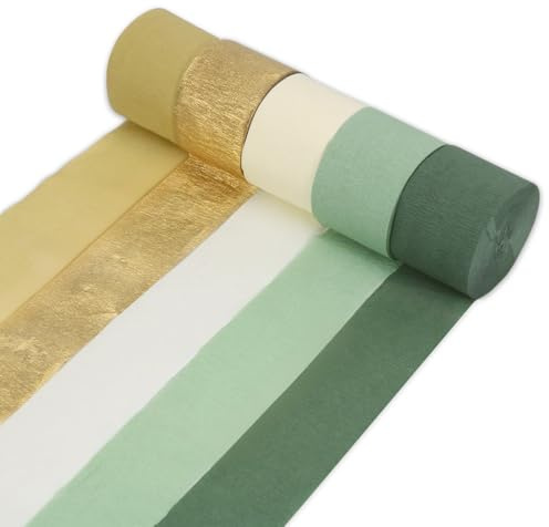 5 Colori Carta Crespa, Carta Crepe Verde 4.5cm*25m, Decorativa Nastro Crespata per Compleanno matrimonio i Lavori di Floreale Fai da Te