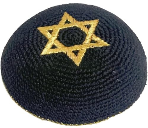 Vobumix Stickad Kippah-keps klassisk judisk skallemössa traditionell yarmulke hatt för festlig etnisk stil utklädningstillbehör