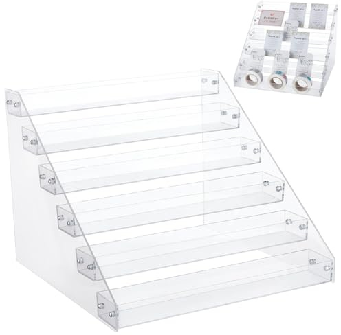 UNICRAFTALE 6 Etagen Transparenter Kunststoff Washi Klebeband Organizer Aufbewahrungsständer Halter Dispenser Schreibtischzubehör Displaybox Für Bastelbedarf
