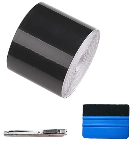 VISTTUSFINE Matte Black Vinyl Wrap, 2''x32.8FT Car Vinyl Wrap with Scraper for Cars