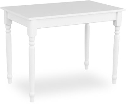 Metdrew Esstisch aus Holz | küchentisch 100x60 | holztisch | Tisch mit dekorativen Beinen | Esstisch für 4 Personen | Tisch klein küche | skandinavisch | küchentisch weiß | Tischplatte: Weiß