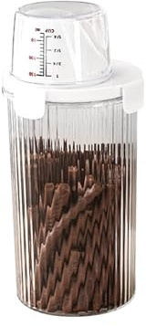 Krmoau Boîte de rangement transparente pour nourriture pour chien - Avec bec verseur, gobelet doseur et distributeur de friandises pour la cuisine