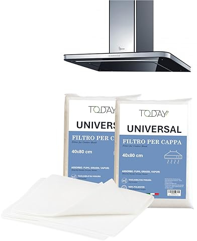 Today - 2x Filtro Universal para Campana Extractora 40x80 cm - Recortable, Absorbe Vapor y Humo - Seguridad y Calidad Italiana