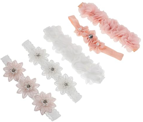 BESPORTBLE 5pezzi Fascia per Neonata Fiori di Perle Fascia Capelli Bimba Elastica per Capelli Neonata Sottile Ragazzo Ragazza Ragazza Floreale per Fiori per Bambina