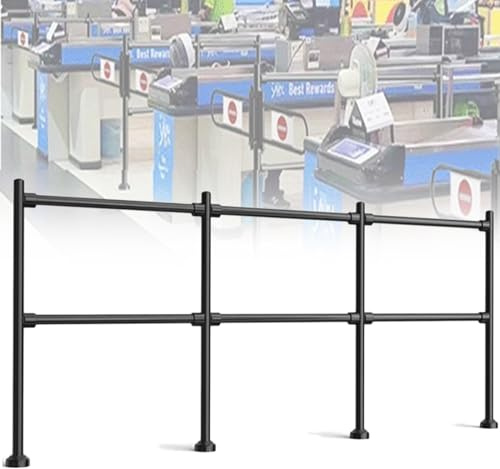 Barrière de comptoir de caisse en acier inoxydable - Fermeture automatique pour bibliothèque, accès piétons unidirectionnel, petite porte - Barrière de sécurité d'entrée (noir, 300 x 100 cm)