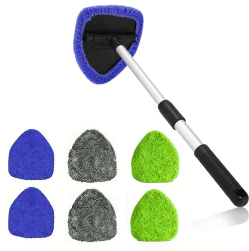 OPVYAEU Pack 6 Bayetas Coche Upgrade – 2 Azules Microfibra + 2 Verdes Coral + 2 Grises Trenzadas, Limpiador Cristales Coche, Parabrisas, Coche Interior, Absorbente, Sin Rayas, Reutilizable