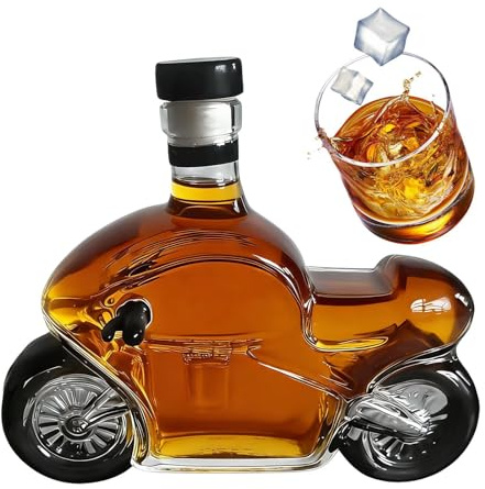 Botella de whisky de vidrio – 300 ml para motocicleta, decantador de alcohol de vidrio, para entusiastas coleccionistas, vitrinas, bares, restaurantes, hoteles, clubes, comedor, estantes del