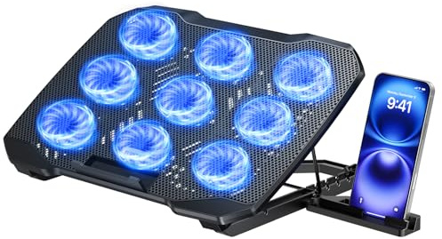 TECKNET Laptop Cooling Pad, 12-17 Laptop Cooler with Phone Holder, Black