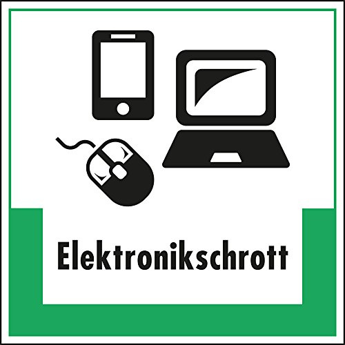 LEMAX® Abfallkennzeichen Elektronikschrott, mit Symbol und Text, Kunststoff, 200x200mm