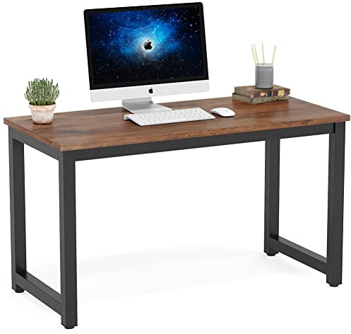 Tribesigns Modern Simple Computer Desk, 47 inch Vintage Office Desk Computer Table, Study Writing Study Desk Workstation for Home Office, Rustic Brown
