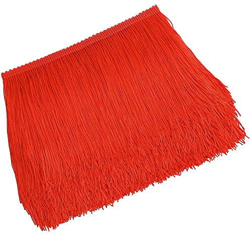 CENPEK 10 Yardas de 6 Pulgadas con Flecos de Encaje Borla Blanca Chainette Ribete Cinta para Vestido de Baile Latino DIY Ropa Adorno lámpara Sombra y decoración de Almohada-Rojo