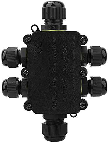 IP68 Plastic Junction Box, Universal Outdoor Waterproof Cable Connector Case 4 Way/5 Way/6 Way Black DIY Electronic Project Plastic Enclosure (6-Way)