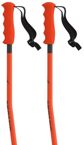 ATOMIC Salomon REDSTER GS JR Bastones de esquí fiables de aluminio 4* para niños, rojo, longitud 90 cm, bastones con caña curvada, empuñadura ergonómica JR