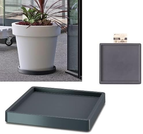 rg-vertrieb Blumenuntersetzer Untersetzer Pflanzenuntersetzer Pflanzenroller Rolluntersetzer mit Rand für Blumenkübel Blumentopf (Rund 370, Anthrazit)