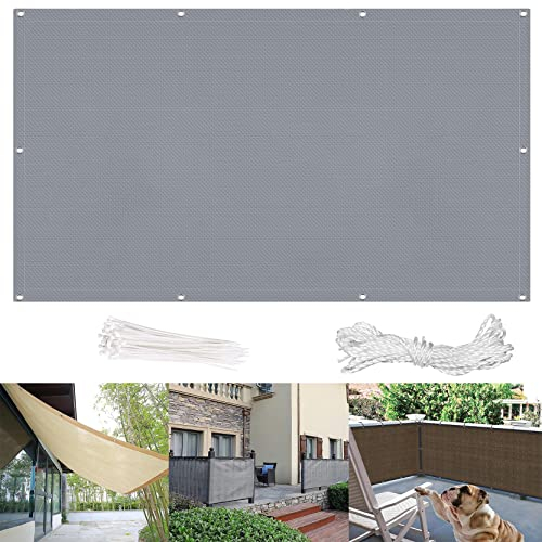 AMZYU Balkon Sichtschutz Terrasse 100 x 250 cm Zaunblende Windschutz Staubschutz mit Ösen & Kordel für Balkongeländer Garten, Grau