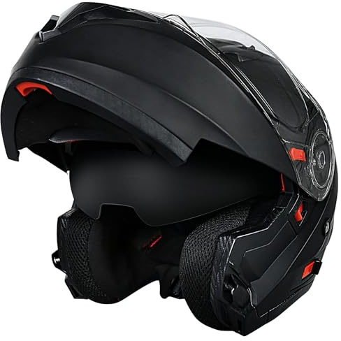 NENKI Helm Motorrad, Motorradhelm Zertifiziert nach ECE 22.06, Klapphelm Motorrad Herren, Schwarzer Helm, XXL(63-64 cm)