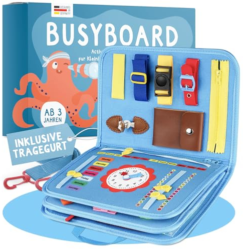 Famifidus Busy Board Deutsch - Unser Montessori Spielzeug für die Entwicklung deines Kindes I Das Activity Board als tolles Geschenk & super Reisespielzeug