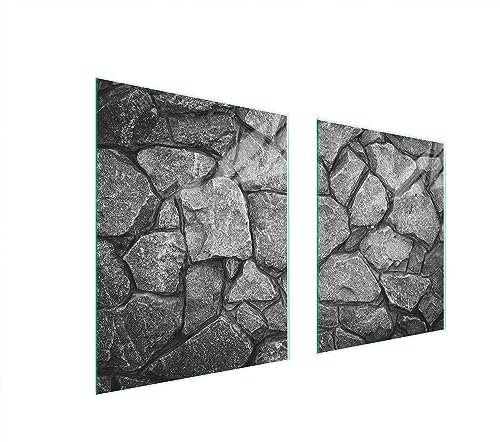 TMK ArtDeko Plaque de protection universelle pour plaque de cuisson 85 x 52 cm 2 pieces Protection contre les éclaboussures Planche a découper en verre trempé Décoration, des pierres