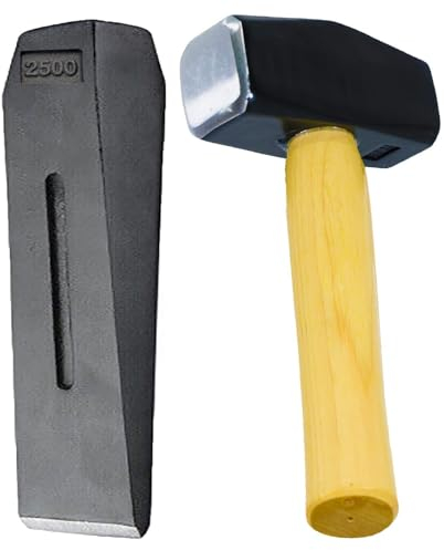 SPARES2GO Log Splitter Lump Hammer Kit 6lb 10 Chisel Wedge Wood Splitting Maul + 4lb Sledge Club