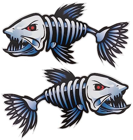 DOITOOL 2stücke Fisch Skelett Aufkleber Autoaufkleber Fischgräten Muster Für Kajak Kanu Angelboot Wand Fenster Tür