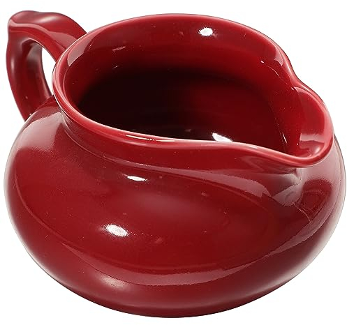 UPKOCH Sauciere Sauciere Aus Keramik Kleine Soßenkanne Mit Glattem Griff Milchkännchen Aus Porzellan Ausgießer Für Salatdressing Brühe Sahne Milch Rot