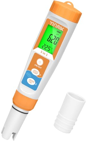 YINMIK 2025 pH Salt Tester, Pool Salt Test Kit, Digital Salinity Tester with ATC, 5 in 1 pH TDS EC Salinity Meter for Saltwater Pool, Hot Tubs, Spas, Aquarium, Hydroponics System, Home Brew