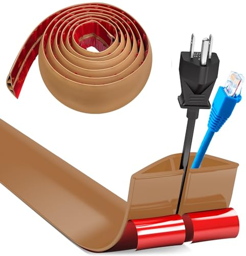 Protezioni per Cavi a Pavimento, Autoadesivo Copricavi per Pavimento, 3.0m x 5cm Passacavo a Pavimento Perfetti, Canalina per Cavi Tutti i Cavi di Alimentazione Casa,Ufficio,Scuola,Magazzino (Marrone)