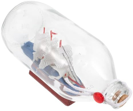 MAGICLULU Glass Bottle Ornament with Sailboat Decor Mediterranean Style Nautical Desktop Adornment for Decoration
