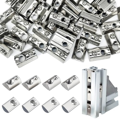 XTUDOU® 60 Dadi per Scanalatura A T Sfera di Centraggio, Dado Scorrevole A T M4/M5 Serie 40 Dadi per 8 Scanalatura per Estrusione di Profili In Alluminio