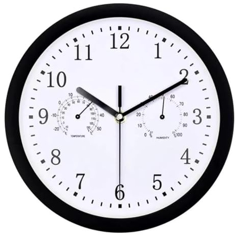Garden Clock Weatherproof Outdoor, Outdoor Clocks Waterproof with Temperature, Hygrometer with Outdoor Wall Clock, Waterproof Garden Clock with Thermometer and Hygrometer, Quartz Movement Wall Clock