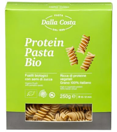 Dalla Costa Fusilli Proteici Med Ekologiska Pumpafrön Spara Förpackning 8x250g