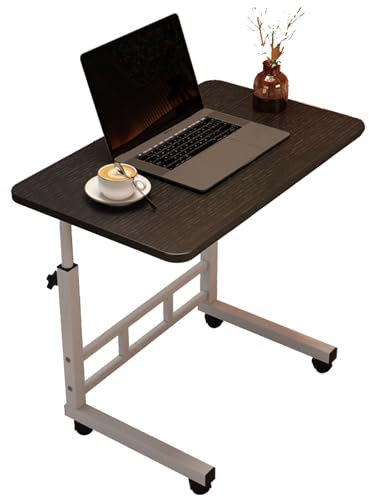 Betttisch mit Rollen, Laptoptisch mit Rädern, Nachttisch, Studiertisch, höhenverstellbar, Laminatplatte, Nachttisch für Krankenhausbett Schlafzimmer Sofa