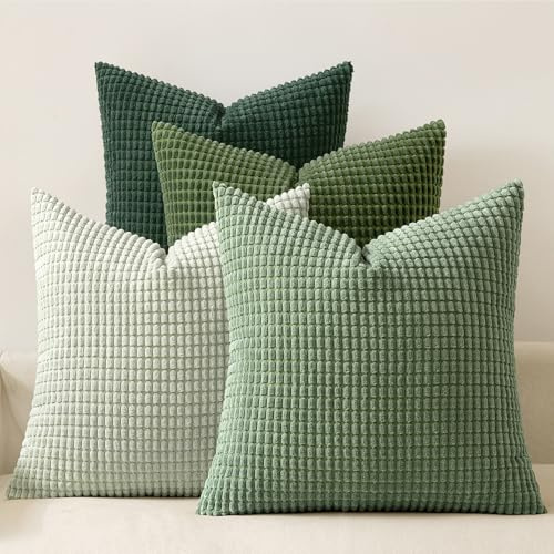 MIULEE 4-pack kuddöverdrag Kuddöverdrag Dekorativa kuddöverdrag Kordfläsk Sofakuddar Dekokuddar Soffkuddar Dekorativa överdrag för soffa Soffa Vardagsrum Sovrum Kontor 40x40 cm Skogsgrön serie