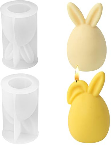BDHYYM Moldes de silicona para fundición, molde de silicona 3D, forma de conejo de Pascua, moldes para velas, tartas, chocolate, jabón, velas, regalos de Pascua, conejos, artesanías