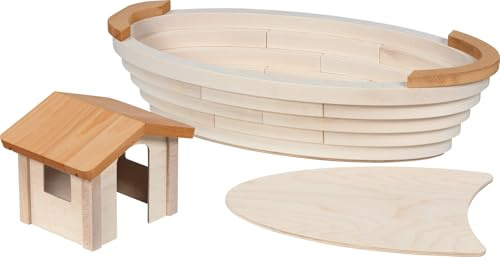 HOLZTIGER 80614 Arca de Noé de madera, juguete de madera hecho a mano de arce, colores a base de agua, fomenta la imaginación y la creatividad de los niños, fabricado en Europa, 69 x 36 x 31 cm, juego