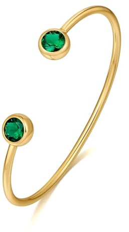 LILIE&WHITE Goldener Armreif mit Grünen Kristallen - Elegantes Design, Langlebig & Farbtreu - Stilvolles Accessoire für Frauen - Geschenk für Geburtstag, Valentinstag und Jahrestag