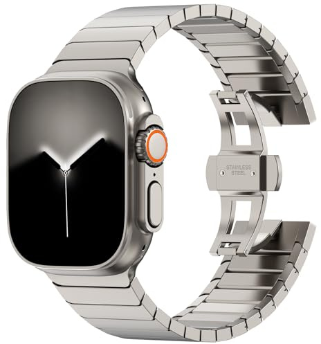 KADES Ersatzarmband Kompatibel mit Apple Watch Armband 49mm 46mm 45mm 44mm 42mm,24mm verbreitertes Metall Armbänder aus Edelstahl für iWatch Ultra 3 2 1,Series 11 10 9 8 7 6 5 4 3 2 1 SE, Titan