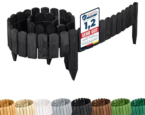 Garronda Rasenkante Holz Beeteimfassung imprägniert 200 cm x 10 cm Flexibler Rollborder Zaun für Garten GD-0107 (Graphite, Höhe: 10 cm)