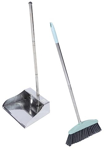 KOMBIUDA Indoor Sweep Broom Dustpan Broom and Dustpan Long Handle Floor Cleaning Tool for Home Office